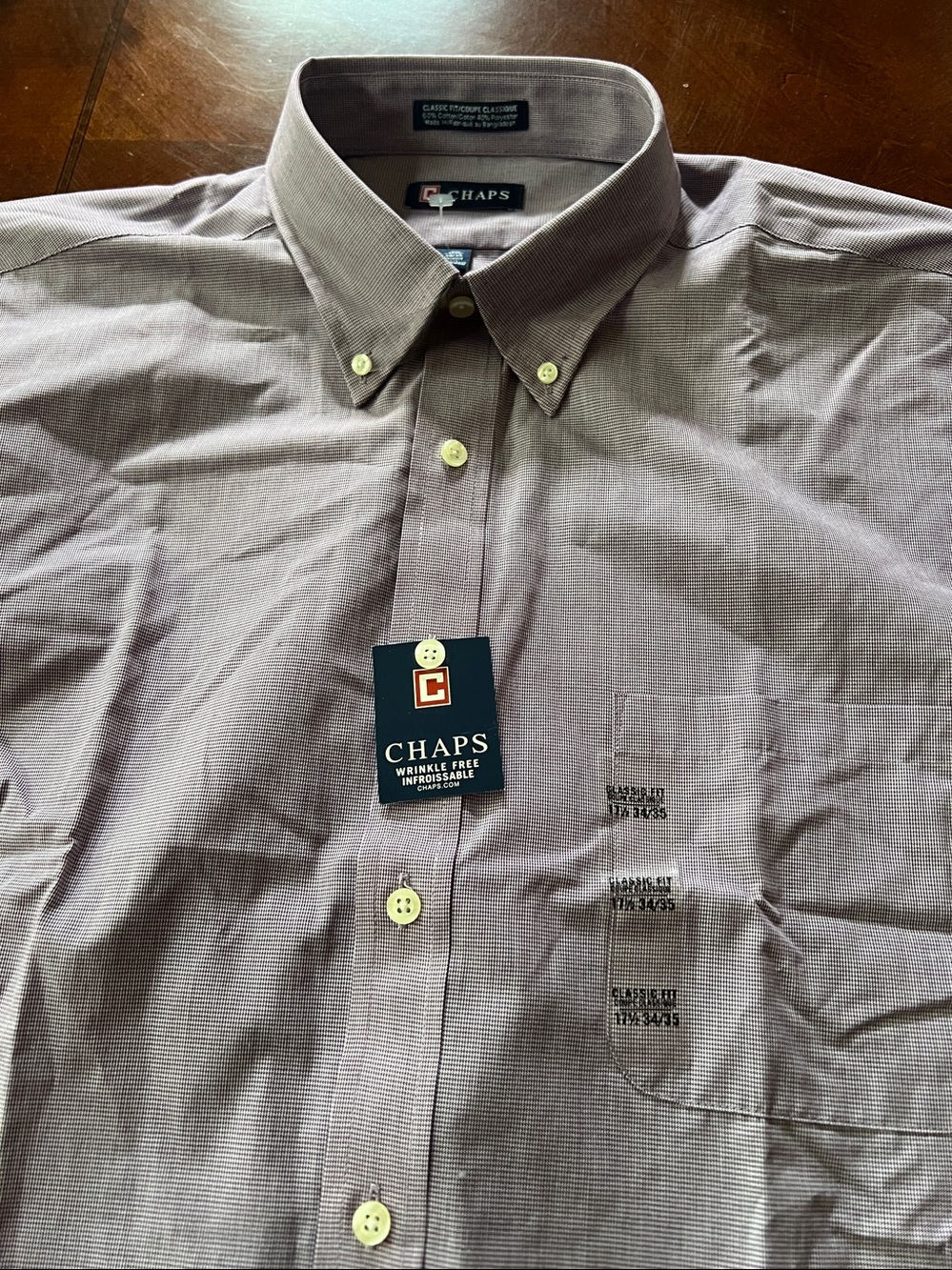 Chaps wrinkle free classic fit shirt. Burgundy/grey nwt